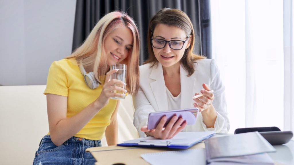 professional caregivers reviewing an Individual Support Plan